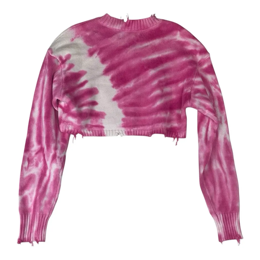 SEROYA ser.o.ya size medium new Paige cropped sweater pink tye dye line knit - Image 11