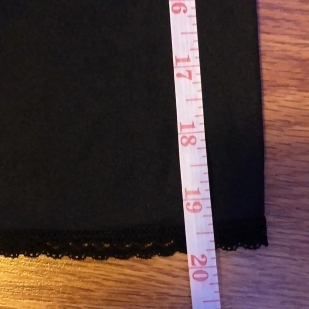 Vintage Vanity Fair Dainty Black Half Slip Skirt Dress Lace Trim Small Side Slit - Image 5