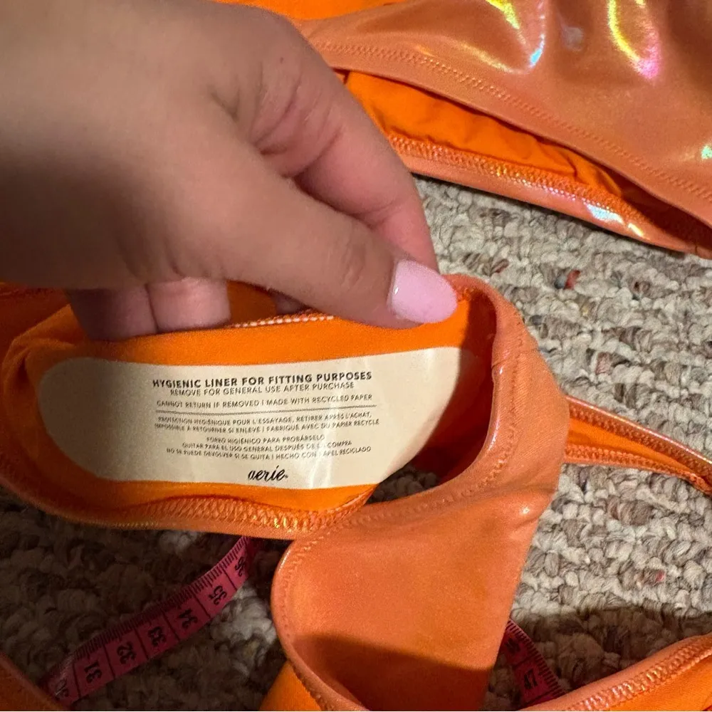 NWT Aerie Orange Chrome Bikini Bandeau- Size Large - Image 5