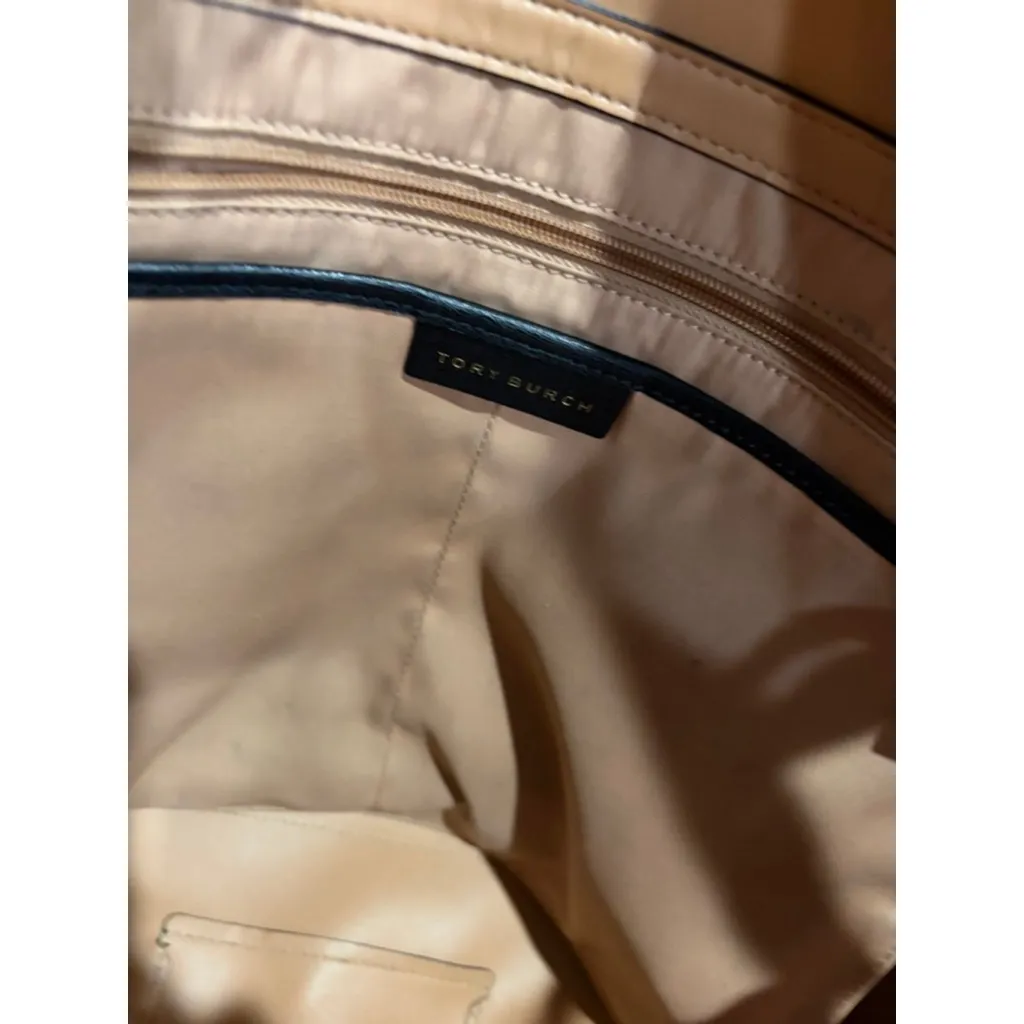 Tory Burch Black Leather Large Tote Shoulder Bag Work Travel Satchel Women’s - Image 11