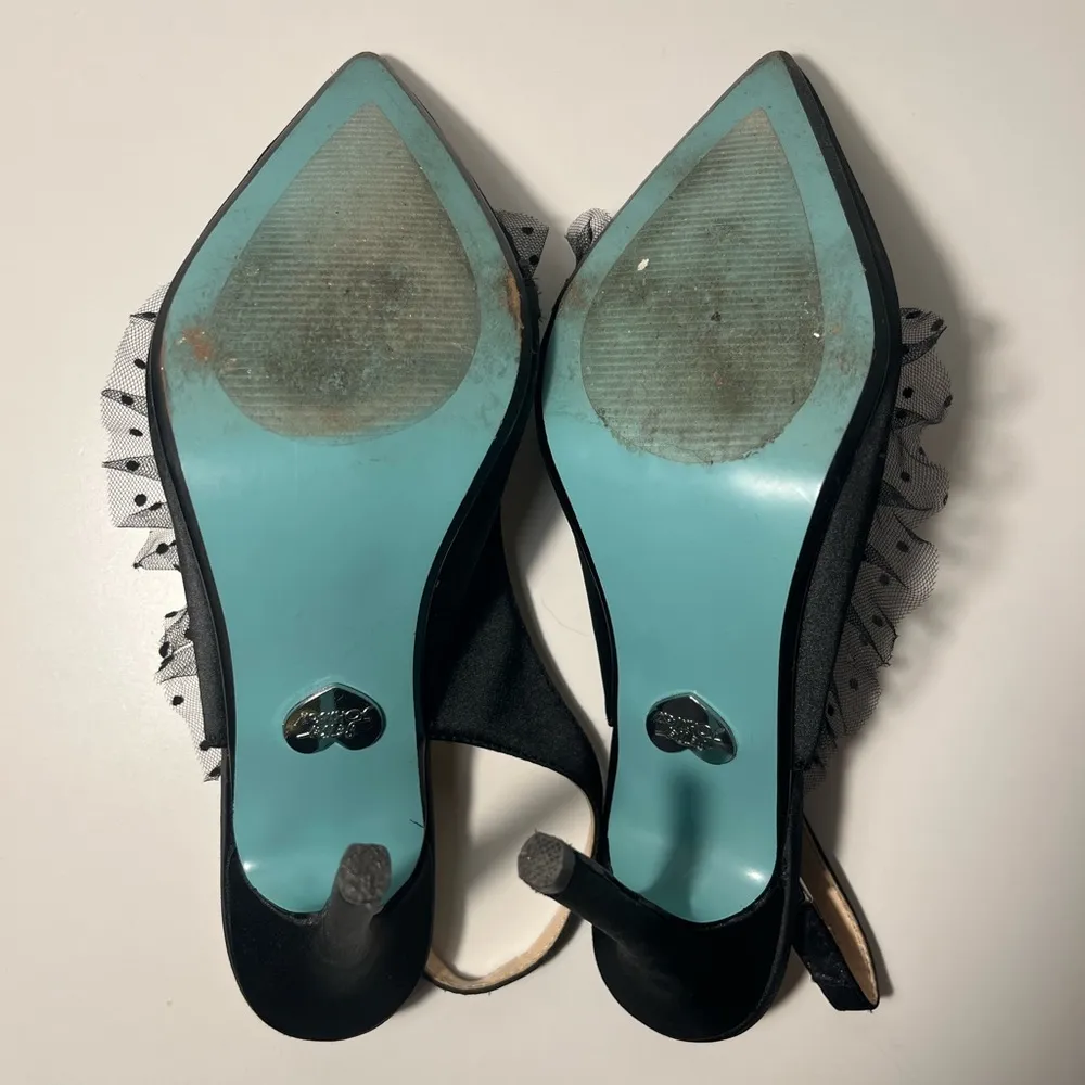Betsey Johnson Blue Mia Lace Slingback Pumps Heels - Image 7