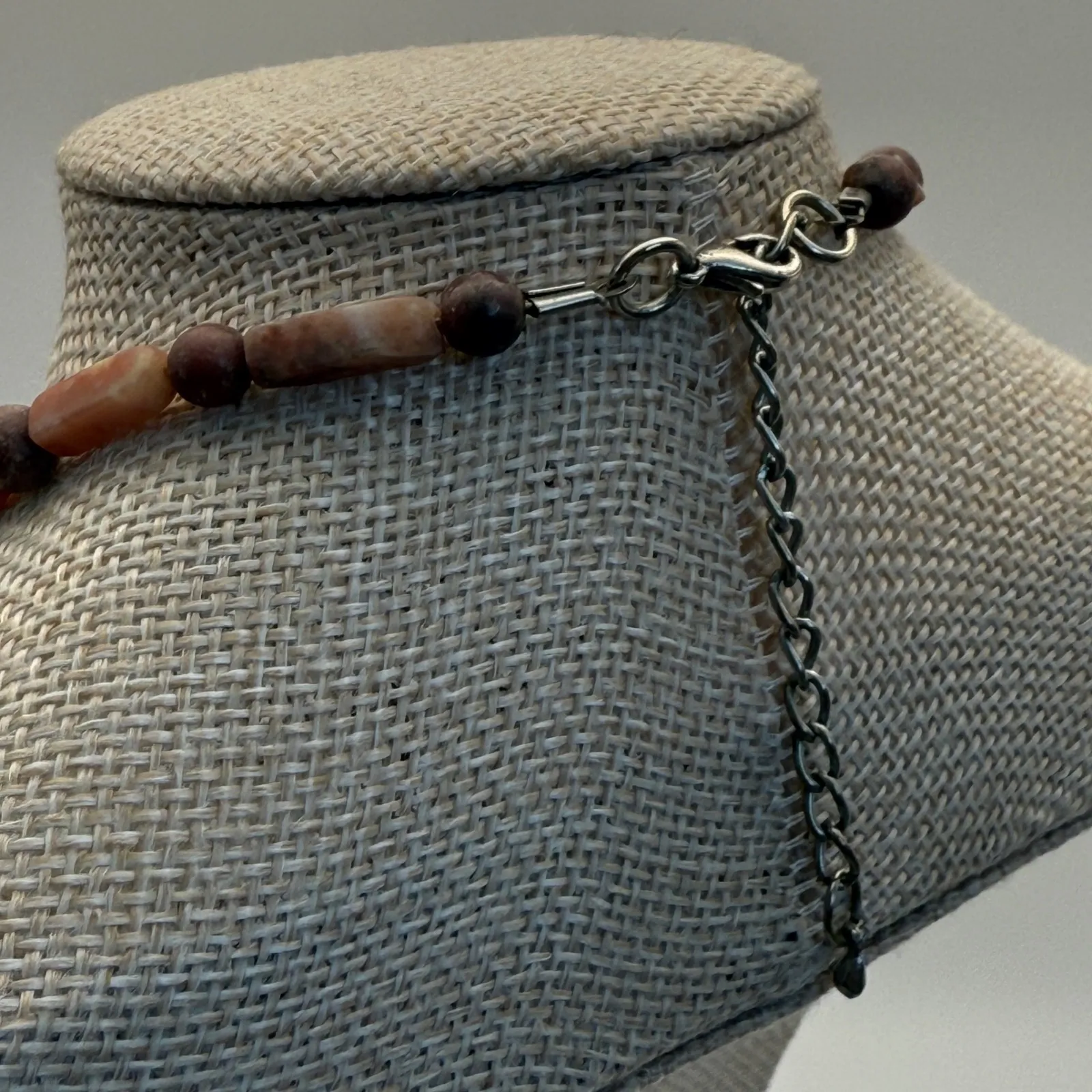 Brown‎ Square Jasper Gemstone Beaded Necklace Women Fashion Jewelry Brown - Image 3