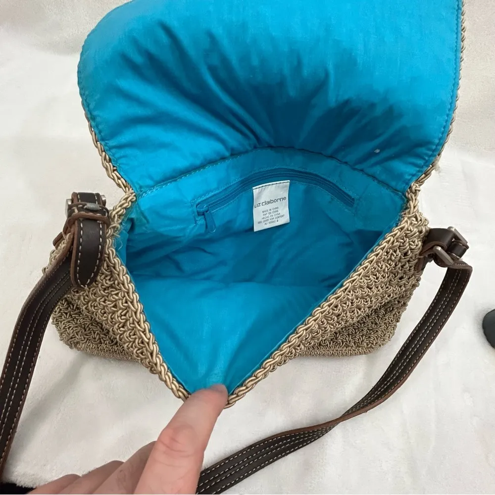 Liz Claiborne Beige Braided Chain Knot Weave Crossbody Shoulder Purse Bag Womens - Image 6