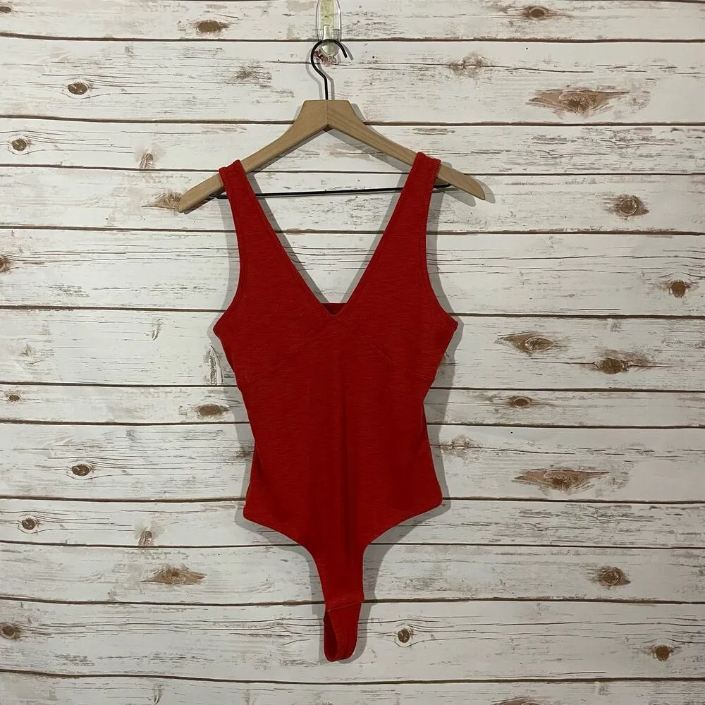 NWT Madewell Deep V-Neck Thong Bodysuit - Ground Madder - XL - Image 12