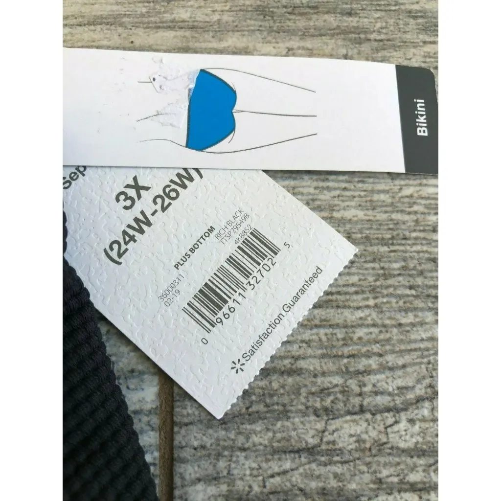 NWT Time & Tru 3X 24W 26W‎ Black Bikini Bottom Bathing Swim Scallop Suit Womans - Image 5