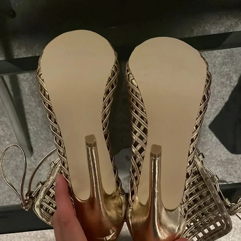 Shoe‎ Dazzle Gold Lace Up Heels Size 9.5 - Image 7