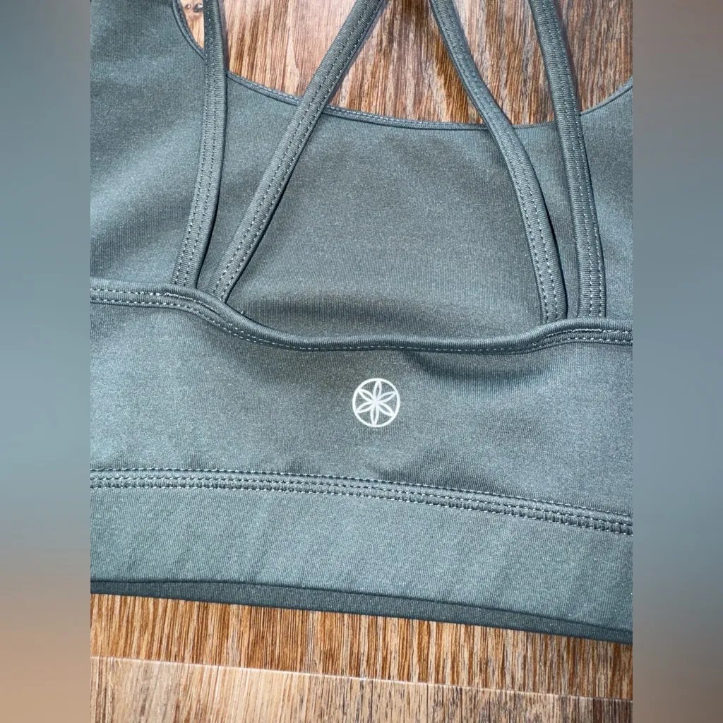 Women's Olive Green Strappy Sports Bra - Image 3