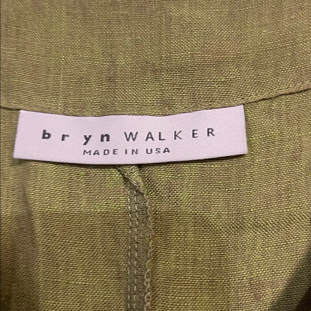 BRYN WALKER WOMENS LINEN GREEN TUNIC BLOUSE XXS OVERSIZED - Image 3