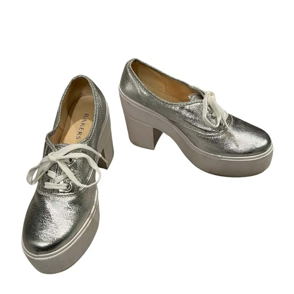 Vintage Bakers Silver Metallic Platform Lace - Image 6