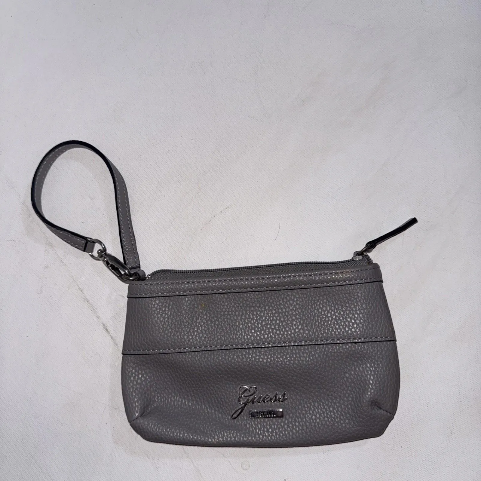 Vintage Guess Y2K Style Gray Faux Leather Wristlet Wallet Mini Convertible Purse - Image 5