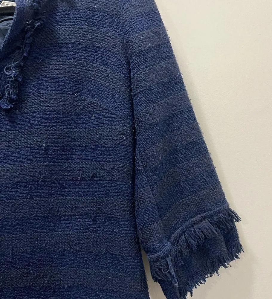 Trina Turk Navy Blue Lorossa Striped Tweed Dress Size 2 US - Image 6