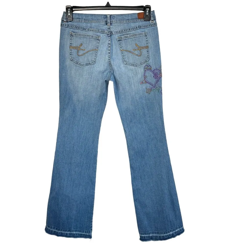 Tommy Jeans Jrs SZ 9 Flare Floral Embroidered Stretch Pocket Zip-Fly Frayed Hems - Image 4