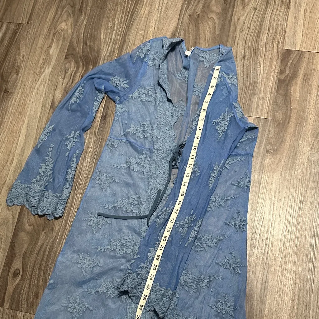 En Creme Sky Blue Long Cardigan Size L - Image 14