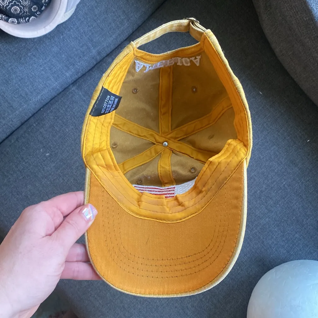 American Flag Baseball Hat Canvas Dad Hat USA Monogram Mustard Yellow Cotton Red - Image 8