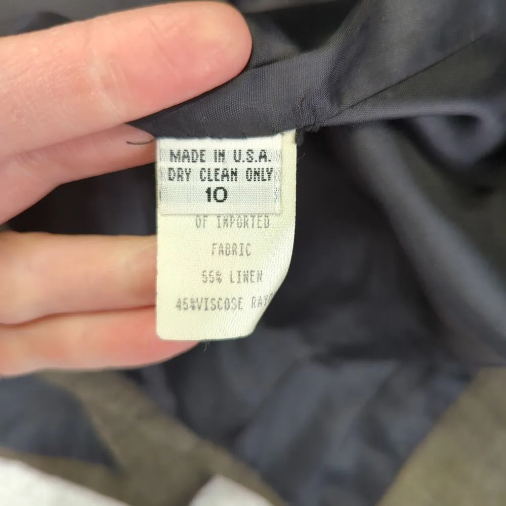 Vintage Gianni Linen Blend Blazer Jacket Made in USA Brown Two Button Women's 10 - Image 7