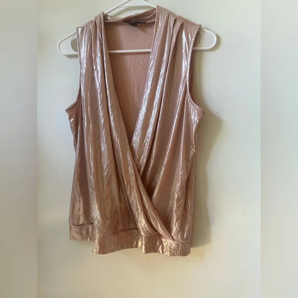 INC International Concepts Women’s Metallic Sleeveless Blouse Size M Gold Size M - Image 2