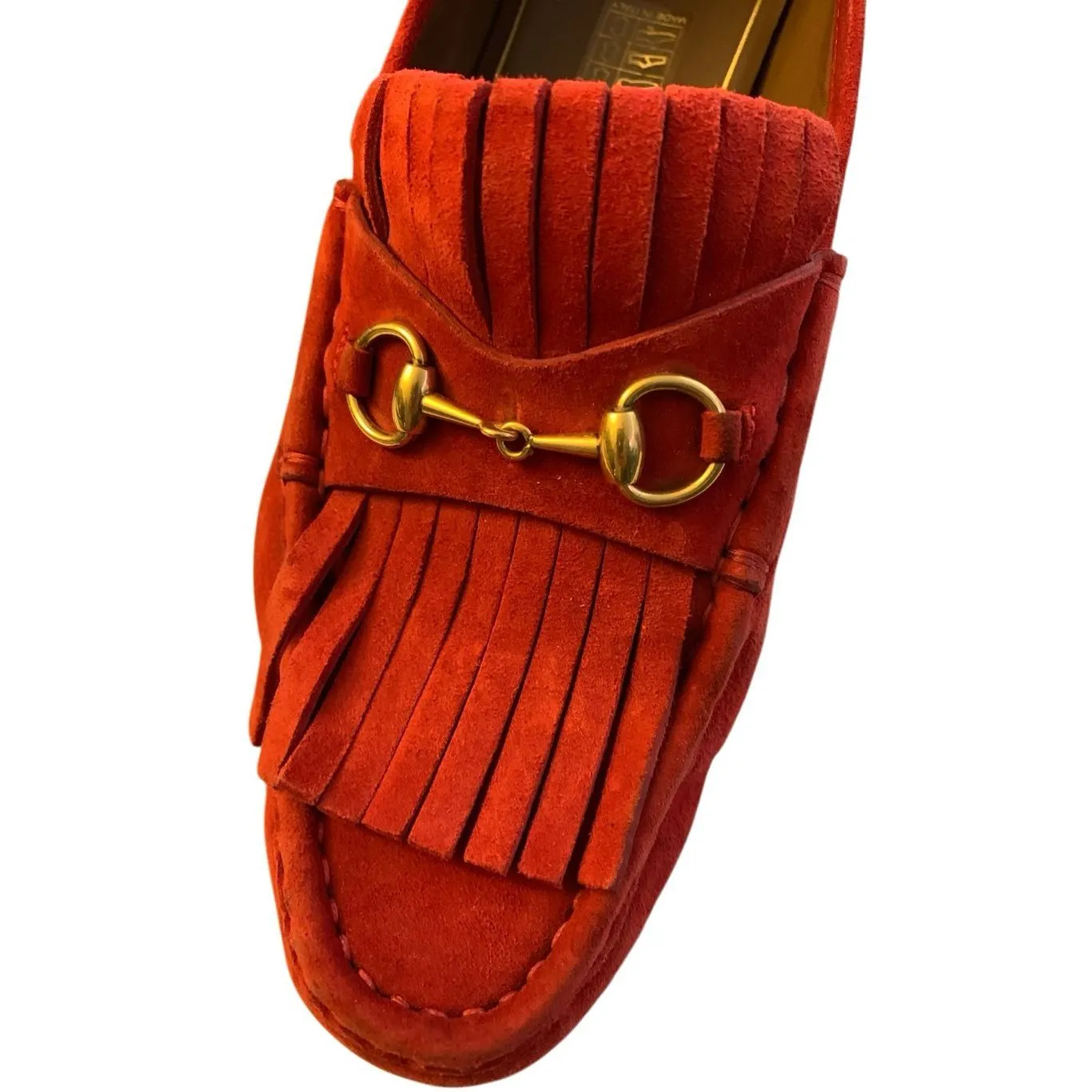 Gucci Fringed horsebit loafers red women's size 42 - Image 3