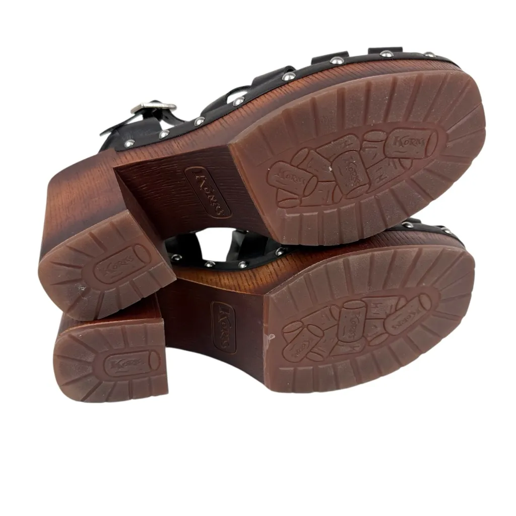 Korks by Korkease Whitney Platform Wooden Heel Sandal Black Studded Size 8 - Image 11