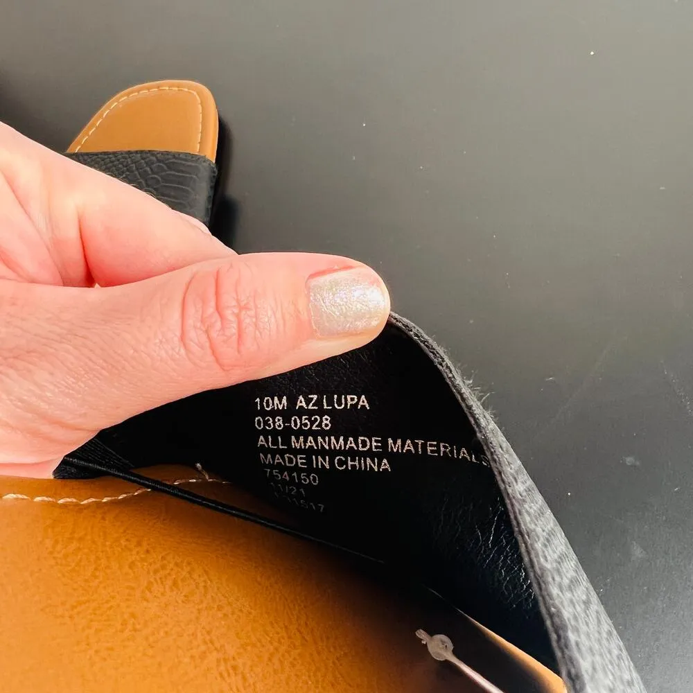 Arizona Womens Black Lupa Flat Sandals Summer Textured Brown - Image 5