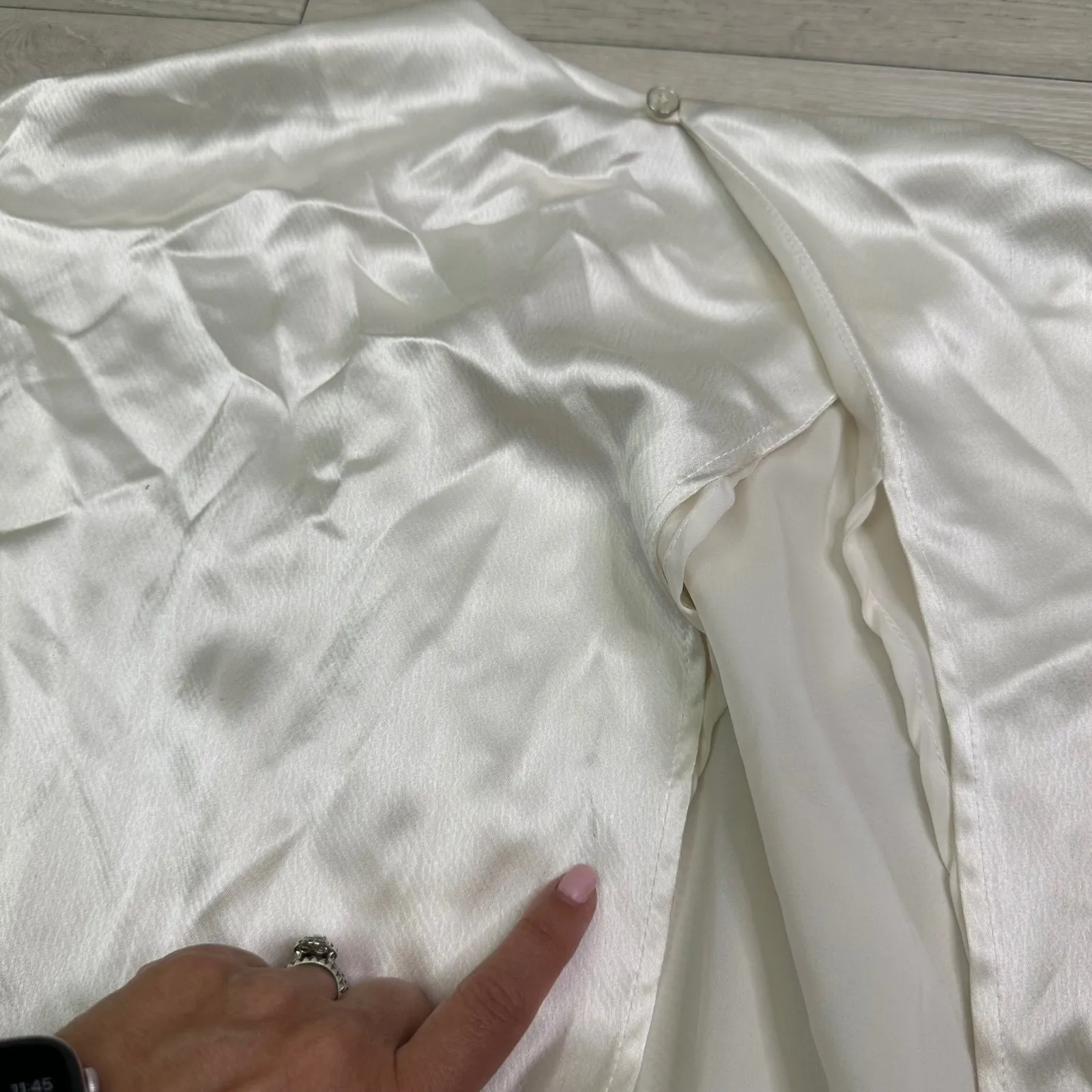 ABS Allen Schwartz white and black wide leg jumper size 10 open back y2k 2000s - Image 11