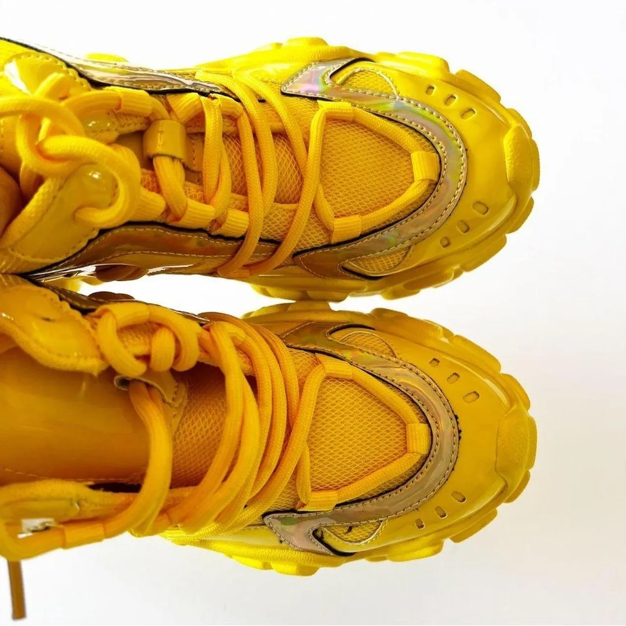 Anthony Wang Persimmon Bright Yellow Platform Sneakers Size 10 - Image 6