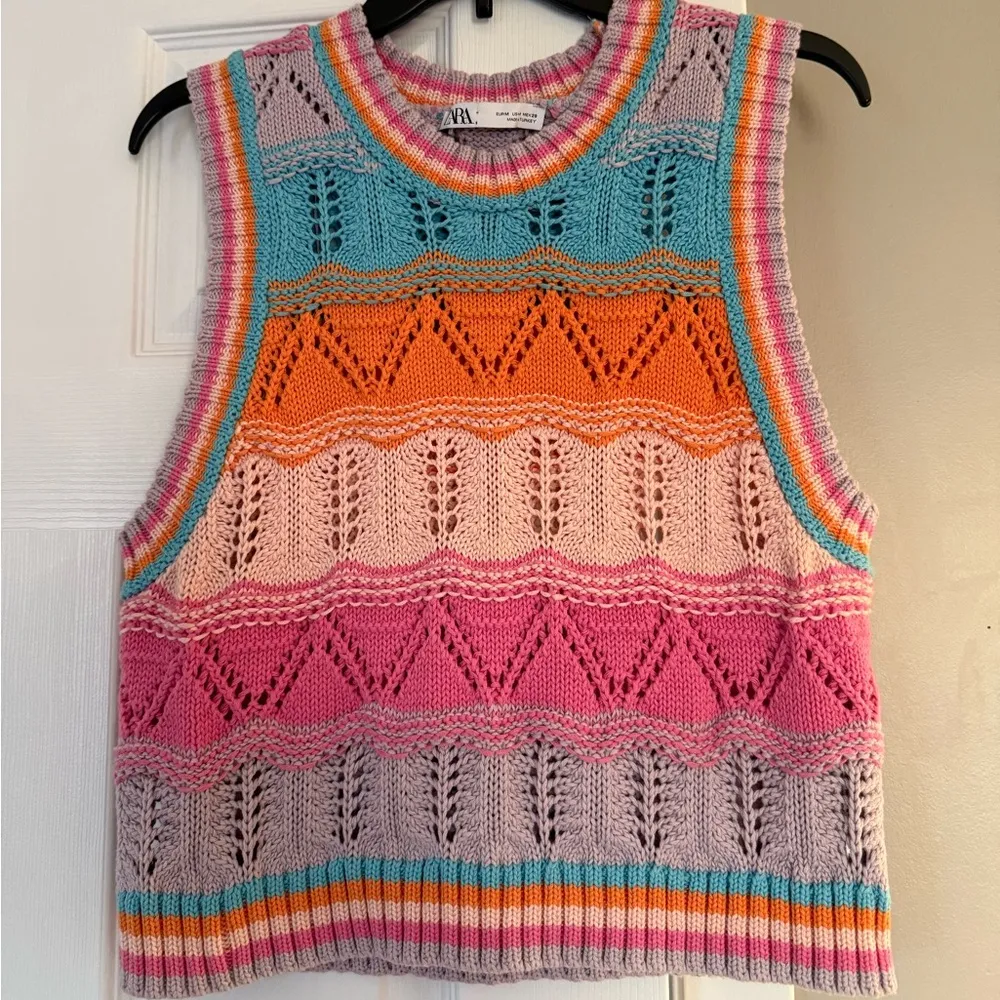 ZARA multicolor knit vest sweater - Image 2
