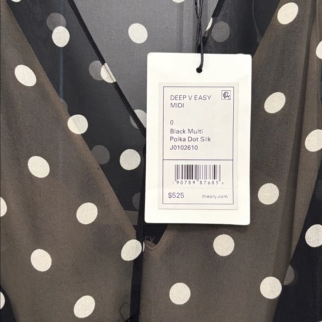 Theory Silk Layered Deep V Easy Midi Dress - Image 4