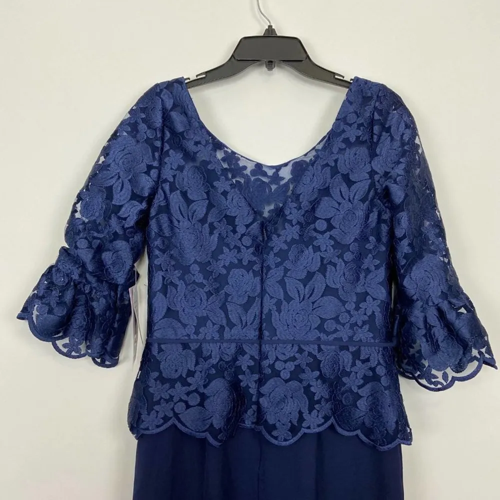 JS Collections Embroidered Mesh Peplum Gown - Image 75