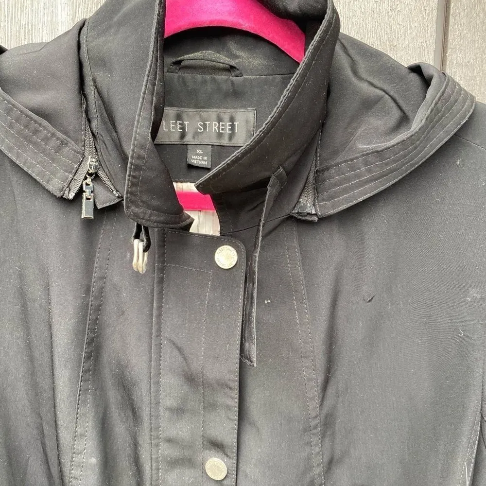 Fleet Street Belted Jacket‎ with Hood Black Size XL - Image 2