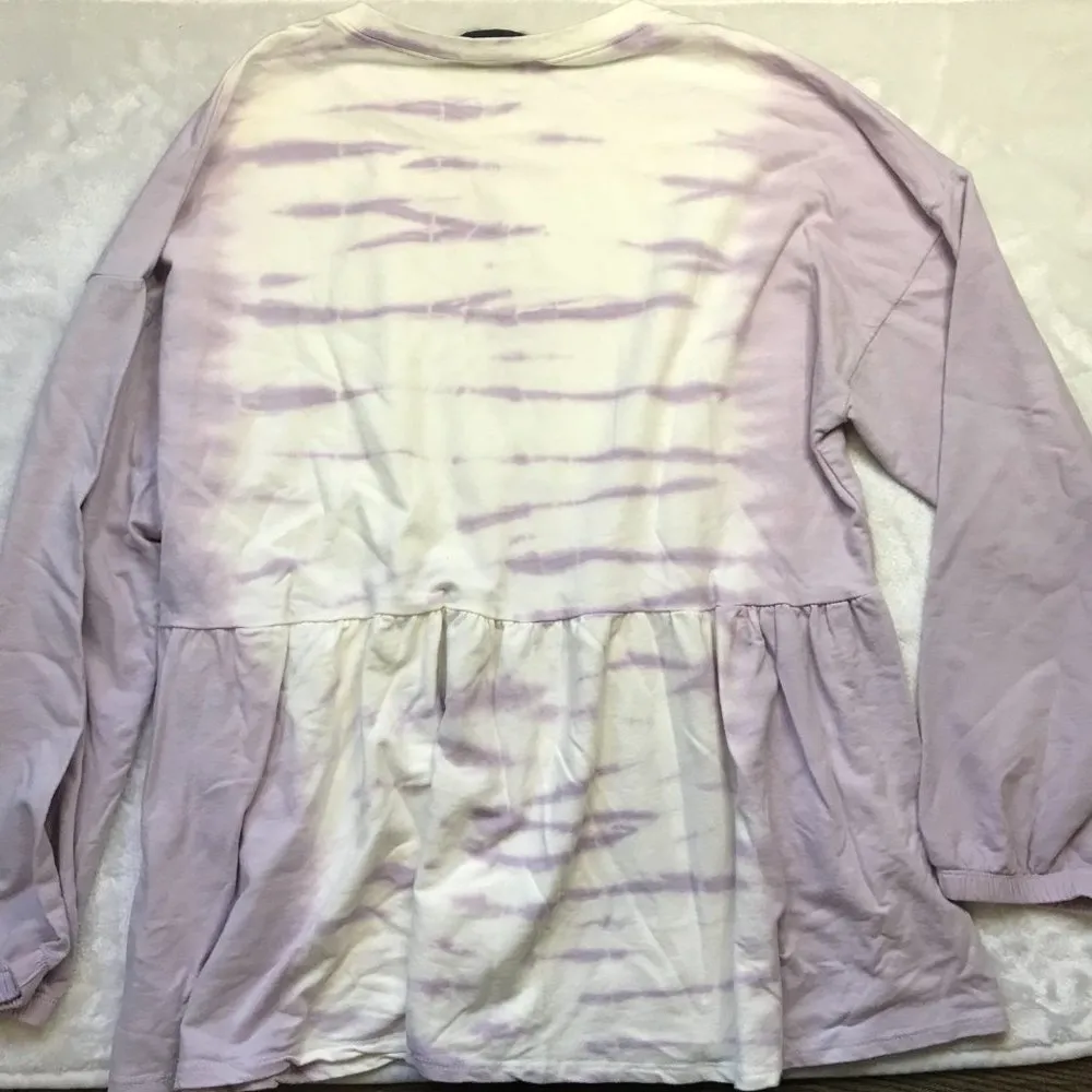 Hudson Gray Women's Purple Cotton Blend Tie Dye Long Sleeve Shirt Size Large USA - Image 4