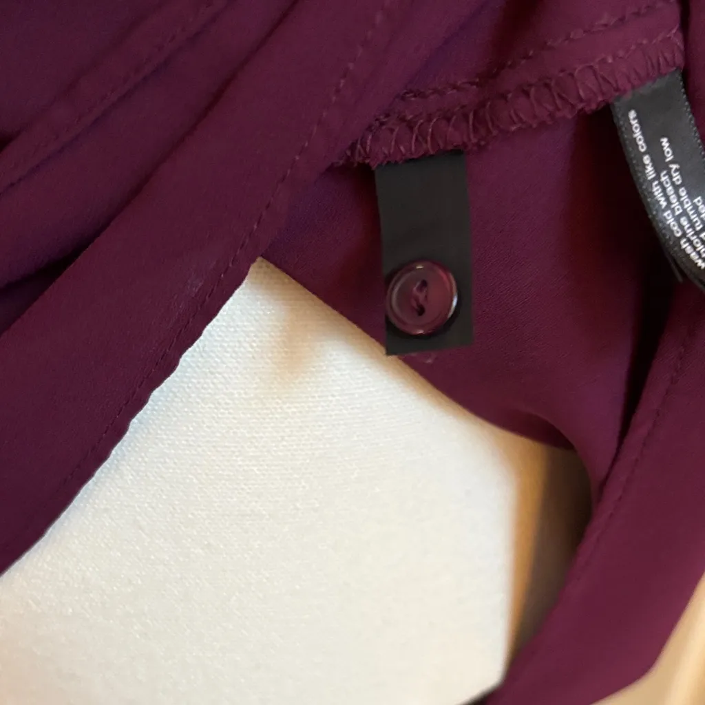 The Limited Merlot color 3/4 sleeve Women's assymetrical Blouse - Image 8