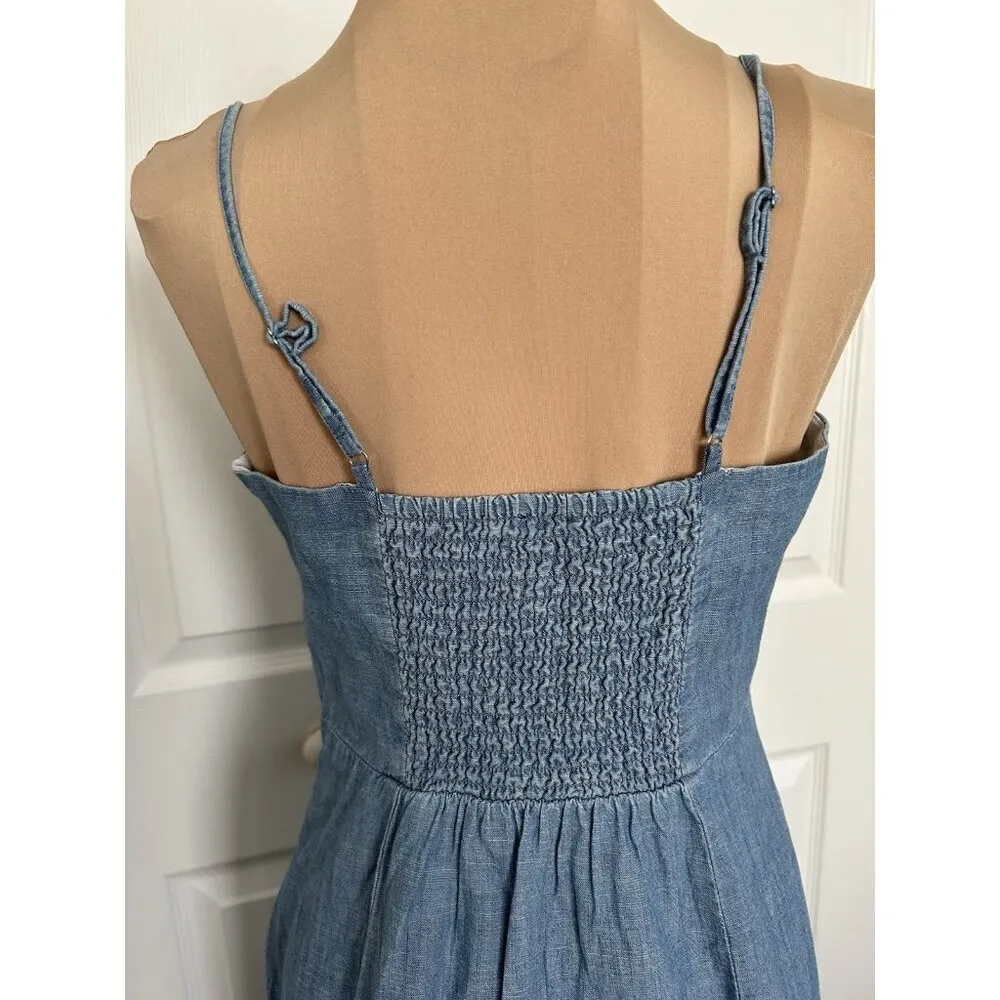 J. Crew Women's Chambray Slip Midi Dress Vista Blue Wash Size 6P - Image 6