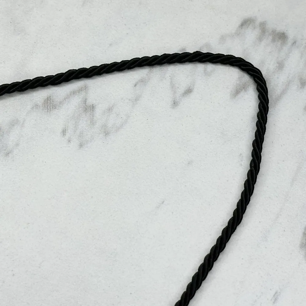 Chico's Black Rope with Floral Silver Tone Tassel Pendant Necklace - Image 6