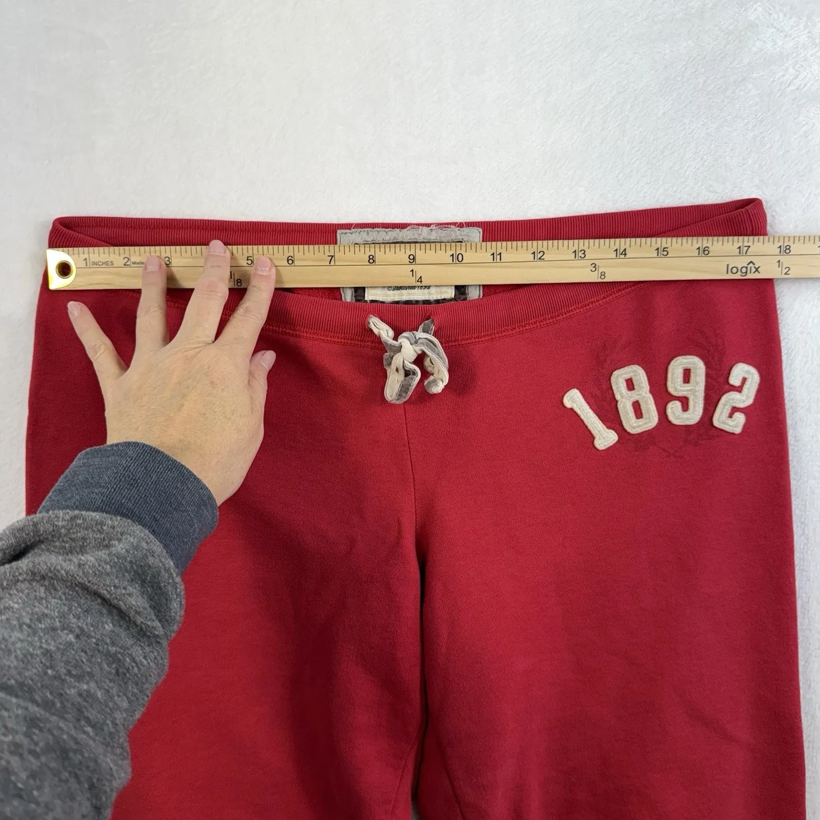 VTG Y2K Abercrombie & Fitch Large Joggers Sweatpants Patch Spellout Low Rise Red - Image 8