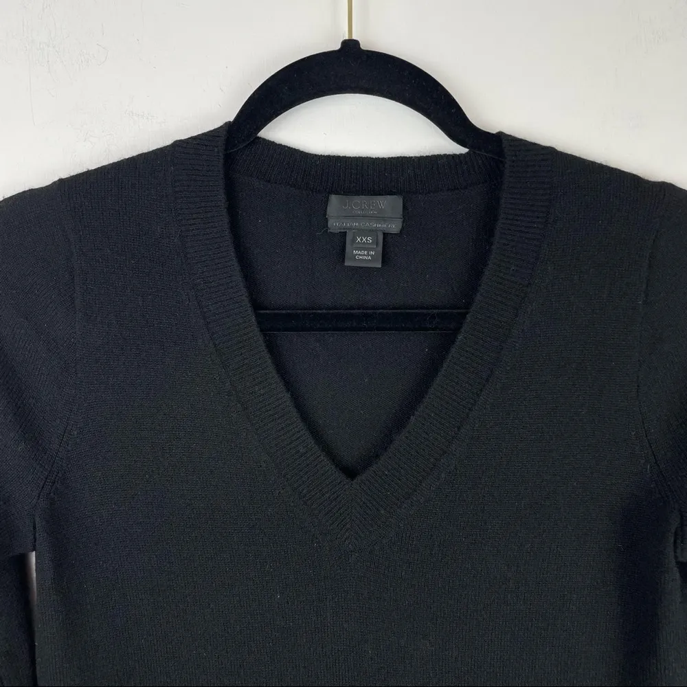 J. Crew Collection Italian Cashmere Vneck Sweater Sz XXS-XS Black - Image 6