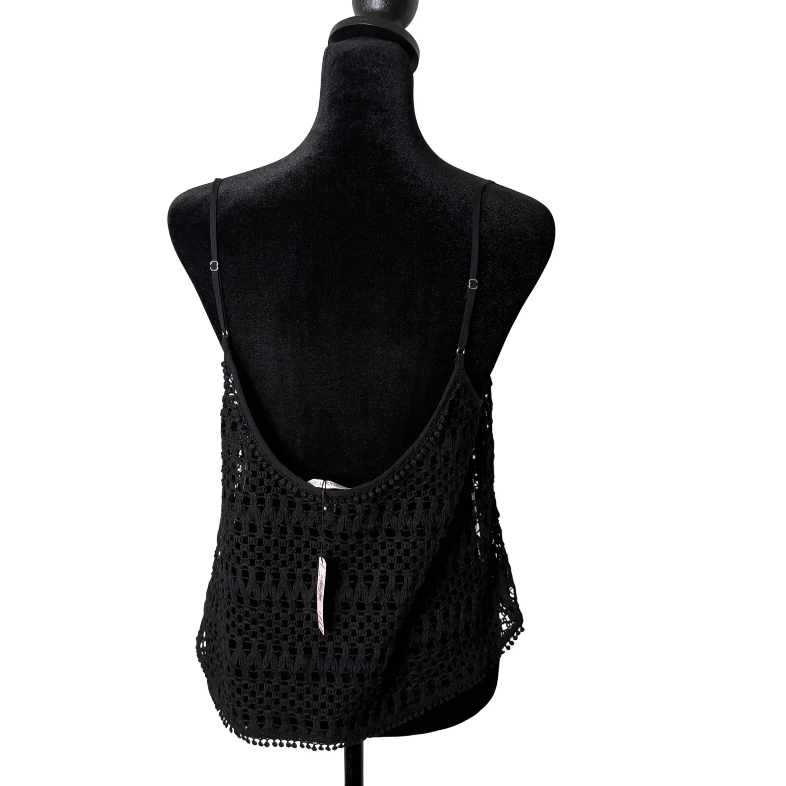 Victoria's Secret Black Crochet Top Size M Swim Cover Up Flowy Beach BOHO NEW - Image 2