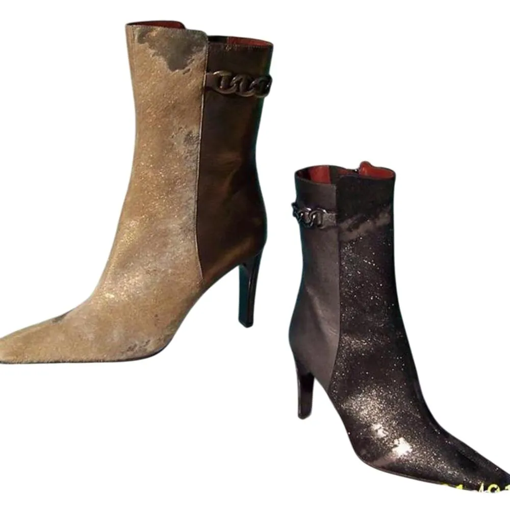 Donald Pliner Bronze Metallic Couture Sand Bronze HairCalf Leather Boot $450 NWT Gold Size 8.5 - Image 6