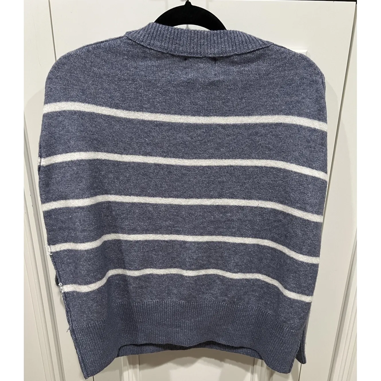 Soho & Stella Boxy Fit Sweater Size XS Blue & White Striped Wool Blend Nautical - Image 2