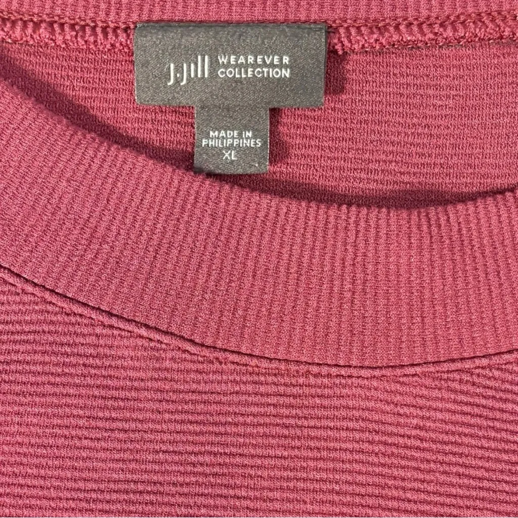 J.Jill Wearever Collection Knit Dress Burgundy XL Long Sleeve Ribbed Stretch - Image 5