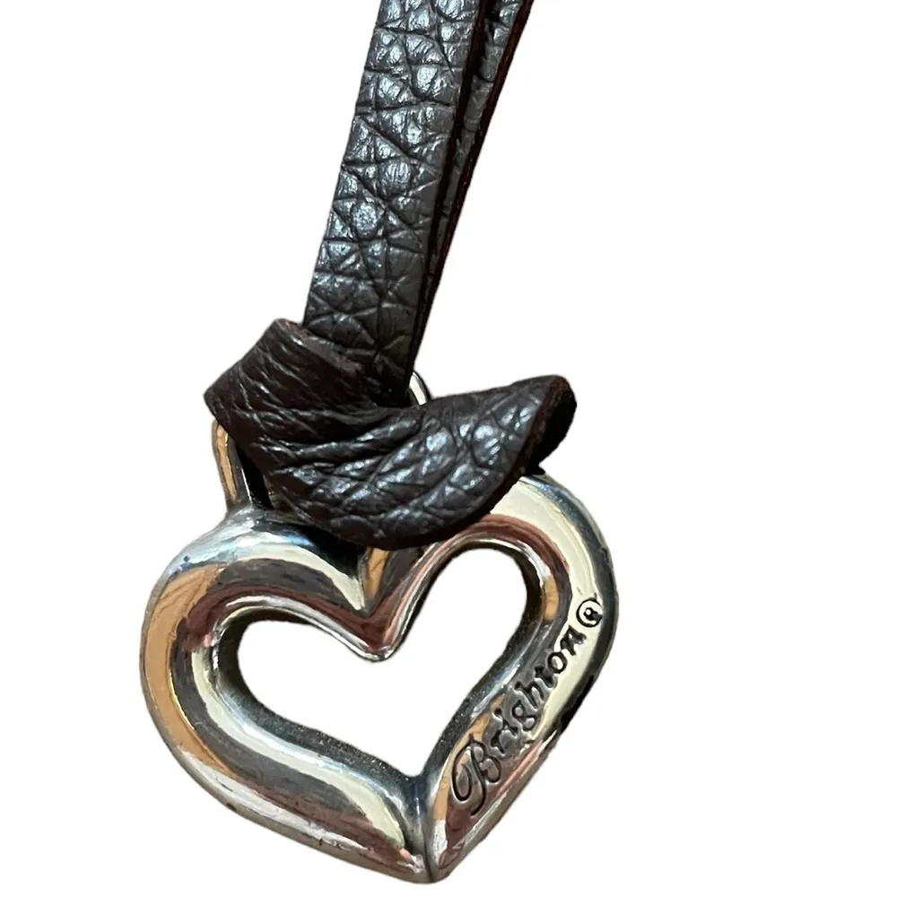 Brighton Barbados Brown Pewter Pebble Leather Zipper Medium Hobo Purse Bag - Image 3