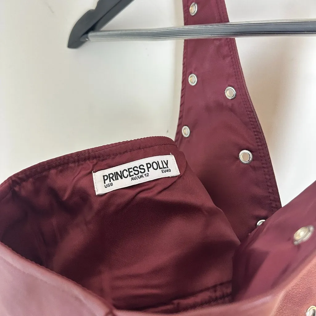 PRINCESS POLLY Palladia Pu Jordy Corset in Burgundy Size US 8 - Image 7