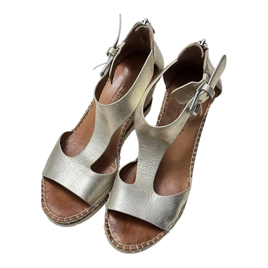 Gentle Souls Elyssa Easy T-Strap Gold Metallic Leather Espadrille Sandal 8.5 - Image 2