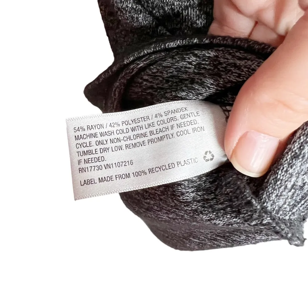 Charcoal Heather Gray Lace Up Neckline Blouse - Image 12