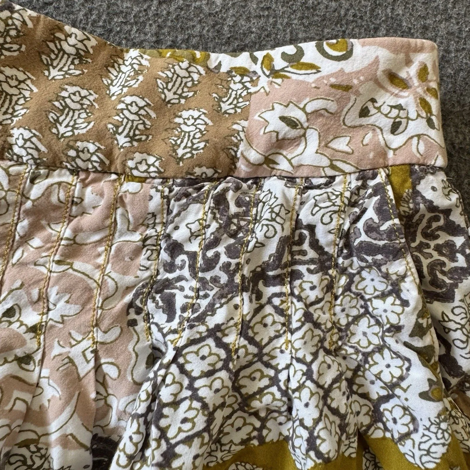 Anthropologie Maeve Patchwork Pleated Shorts Pull On Flowy XS Boho Cottagecore - Image 5