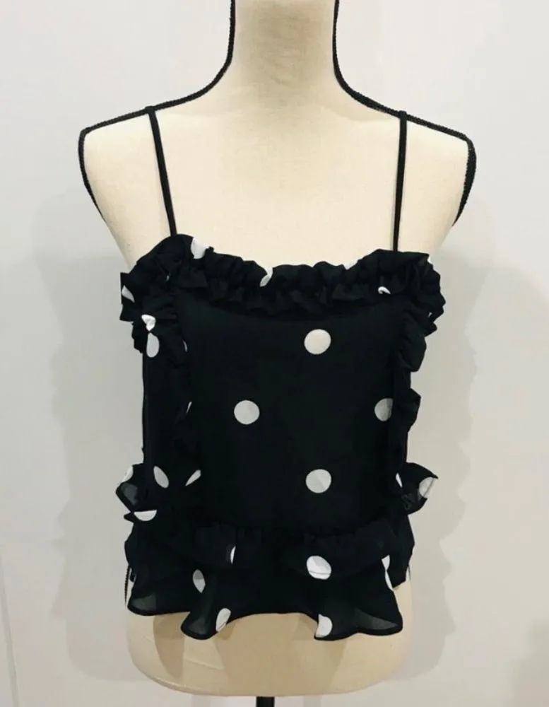 Romeo & Juliet Polka Dot Ruffle Cami Y2K - Image 2