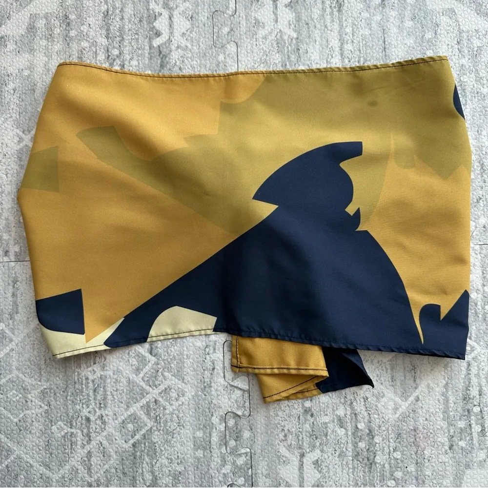 Airavata Navy and Yellow Wrap Tie Front Swim Top Avant Garde Columbian One Size Blue Size undefined - Image 2