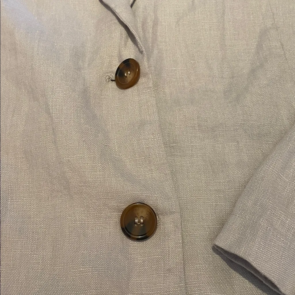 Tahari Linen Minimalist Oversized Vented Jacket Blazer Pale Gray Size Large - Image 3