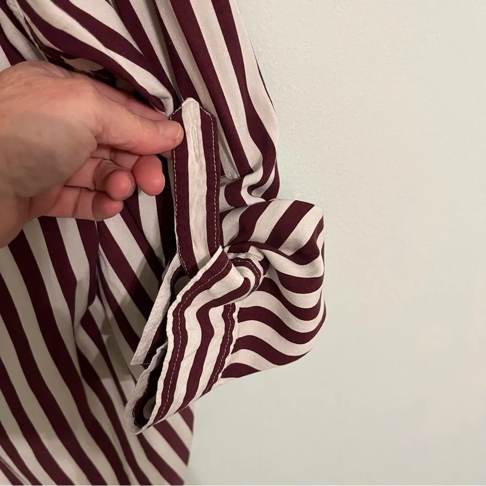 Velvet Heart Rayon Striped Button Down Blouse, Soft Rose & White, Size M - Image 13