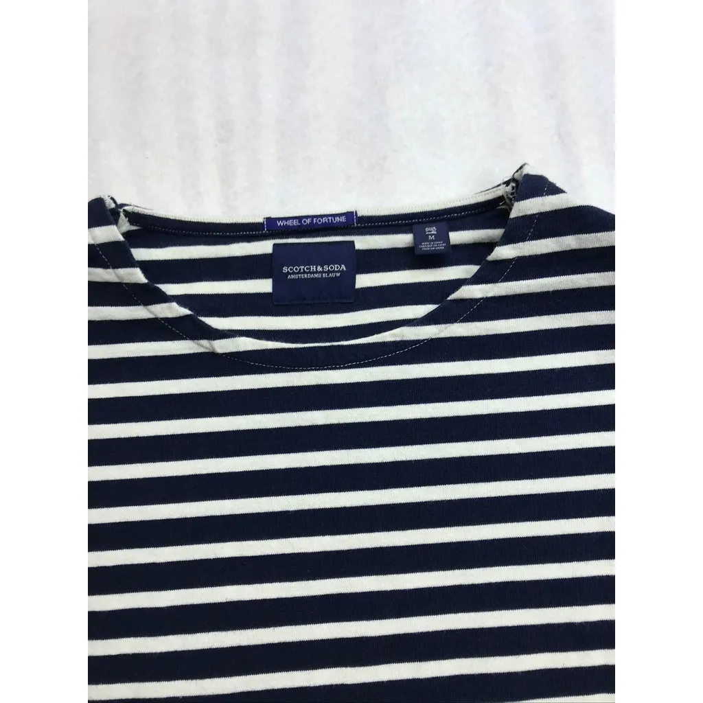 SCOTCH SODA AMSTERDAMS BLAUW Womens Striped Long Sleeve Top Size Medium - Image 4