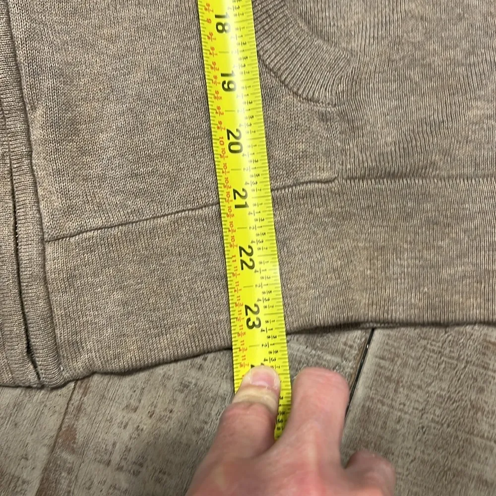 3/$25 Gap size Small Women’s khaki/gray & green Striped Full Zip Hoodie Sweater - Image 5